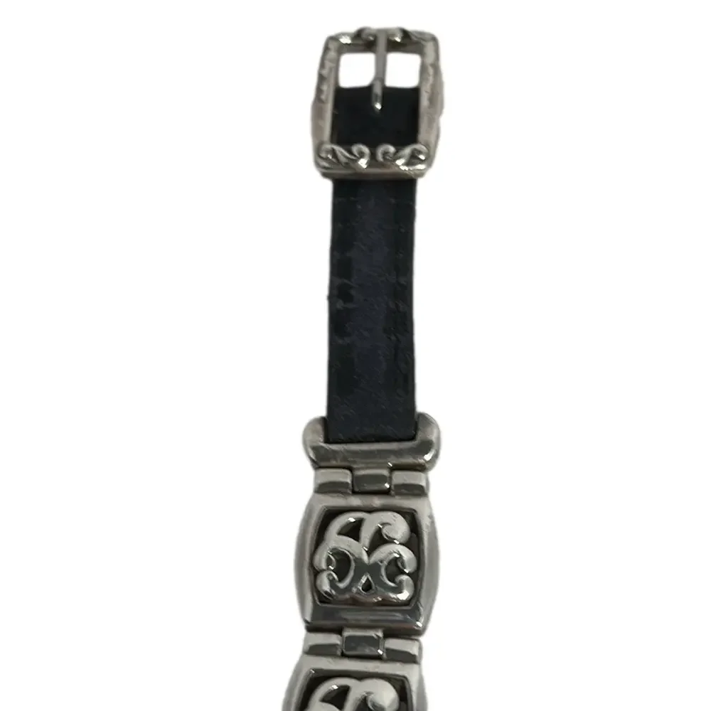Brighton Camden Women's Quartz Watch Black Leather Silver Dial Analog - GUC